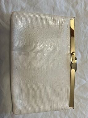 Vintage Etra White Frame Clutch with Gold Trim
